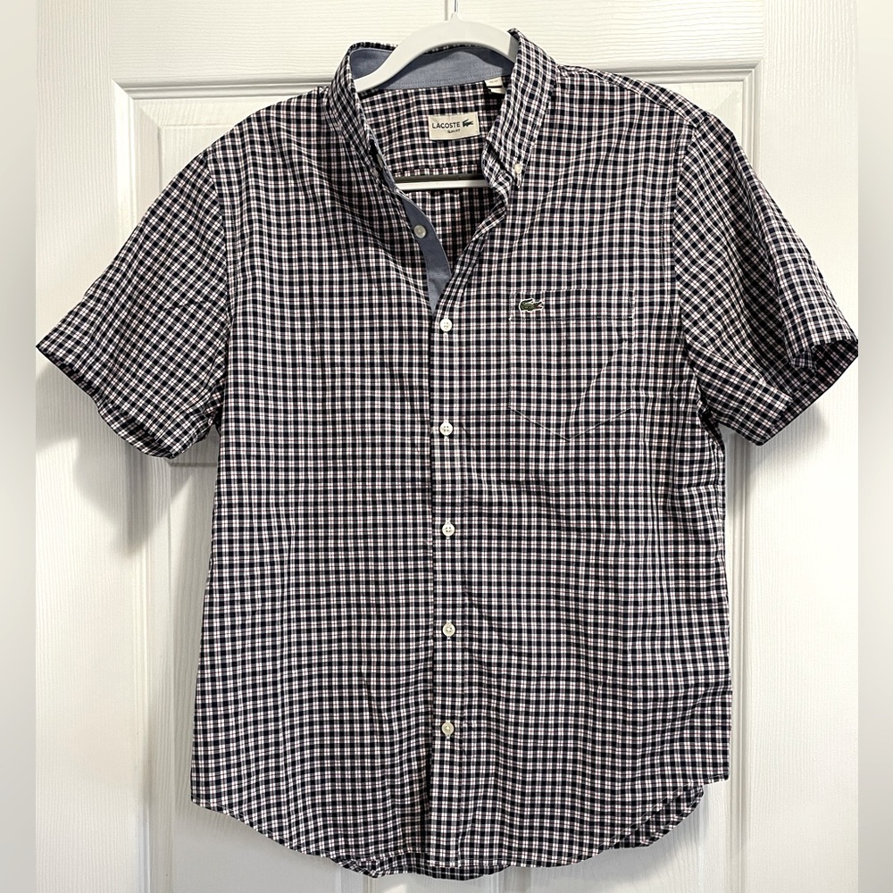 LACOSTE short sleeve button up shirt size Large